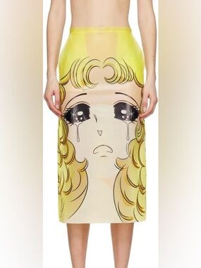 Women’s Yellow Graphic Swim Cover-Up - Anime Tear Face Print